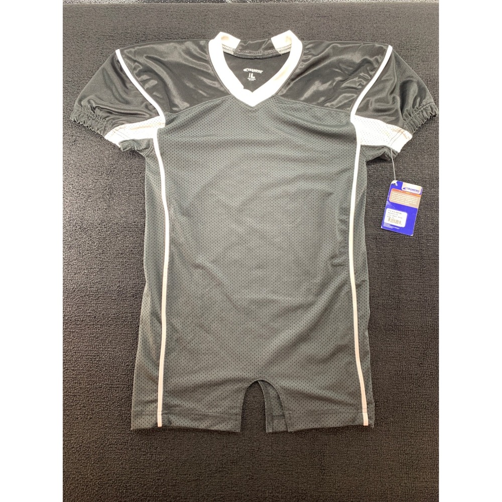 Youth Large ChampPro Sports Football Jersey Uniform Black‎ White Mesh